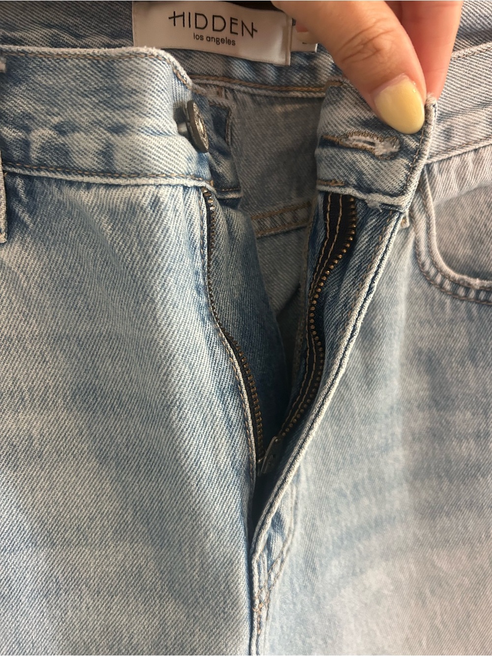 Light Wash Wide Leg Distressed Jeans - Light Blue - Picture 9 of 13
